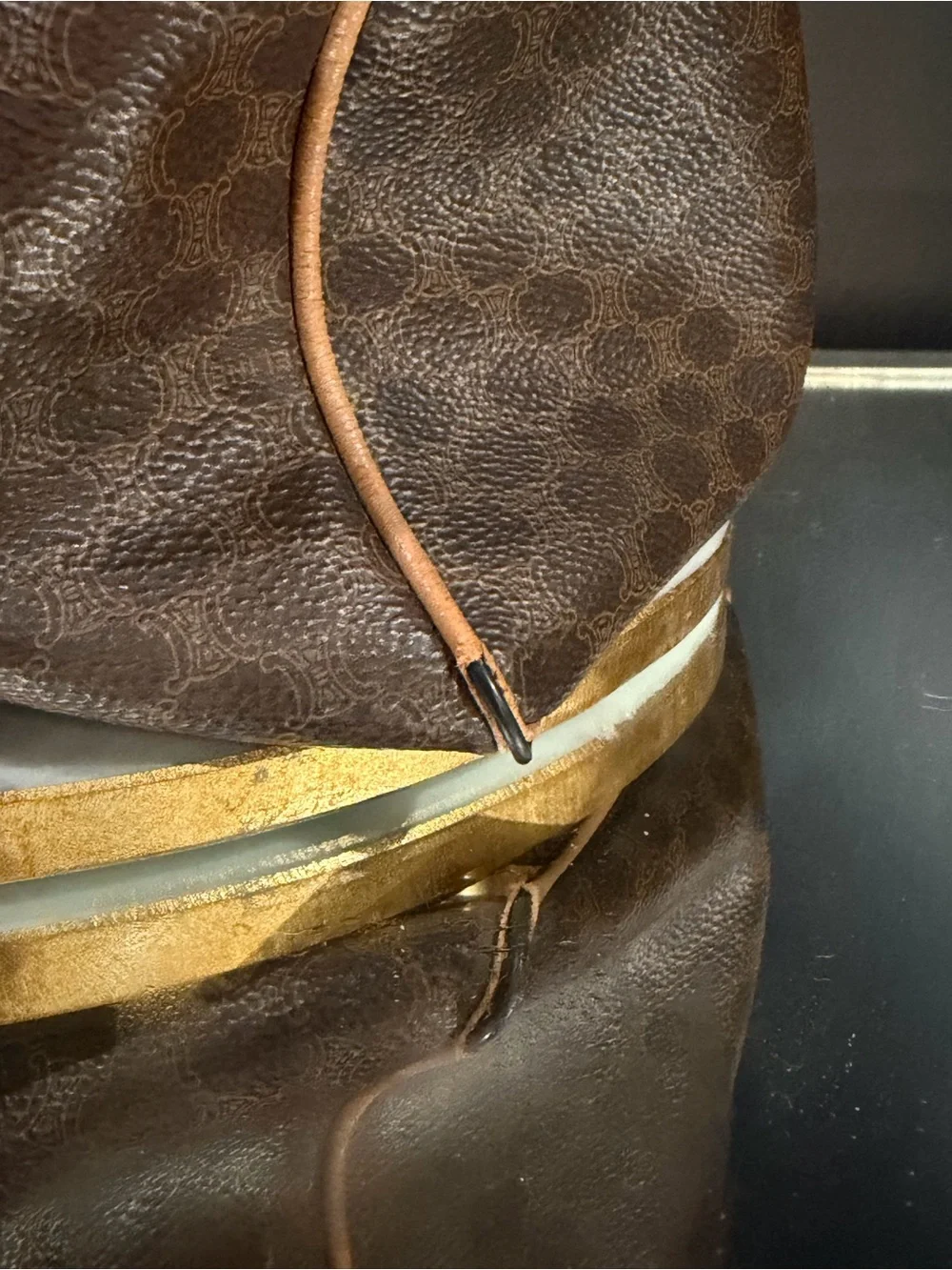Celine Brown and Tan Coated Canvas Travel Satchel